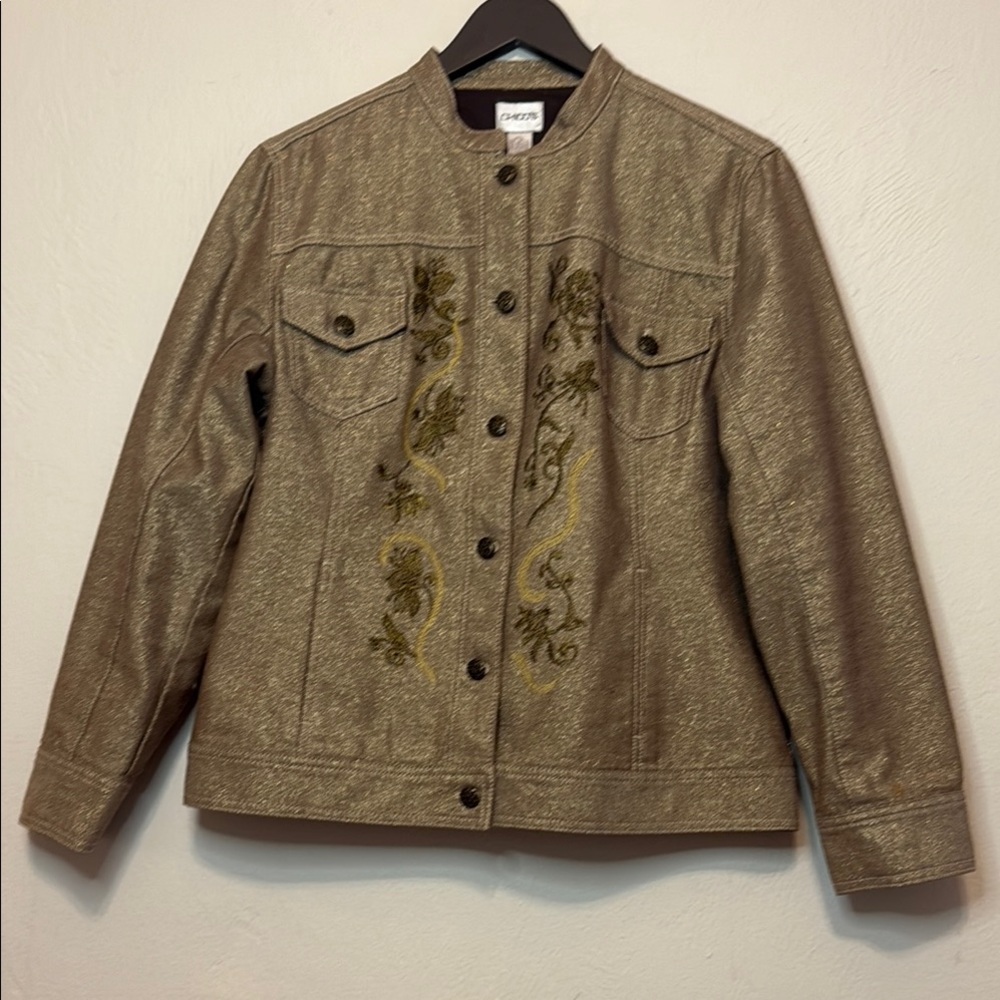Chico's Tan Jean Jacket Classic Design